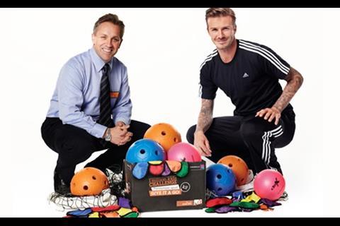 Justin King with Active Kids brand ambassador David Beckham
